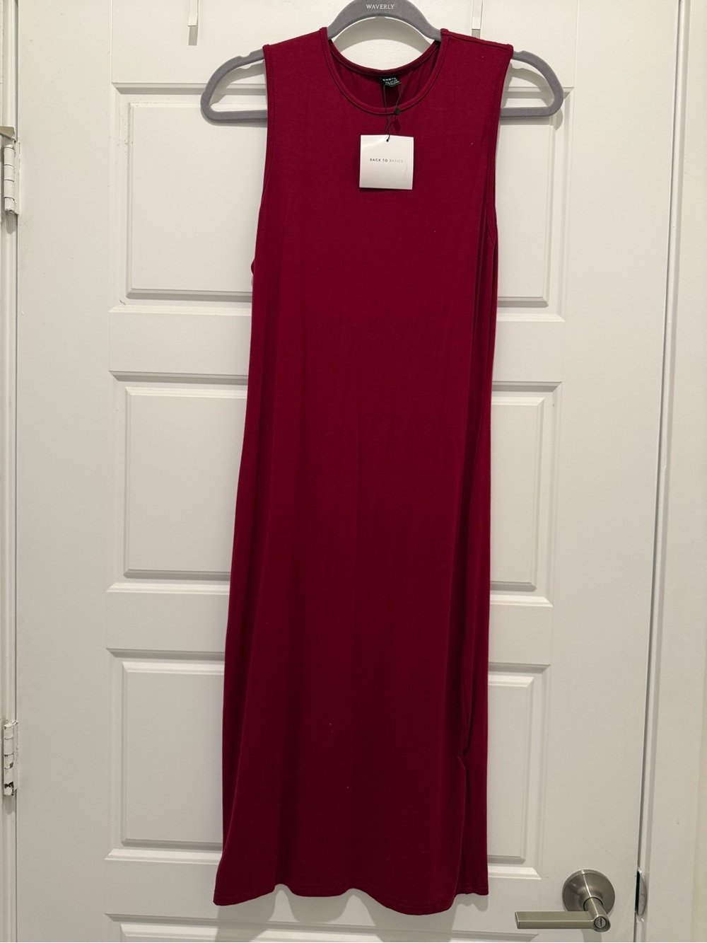 SHEIN Burgundy High-Neck Sleeveless Midi Dress